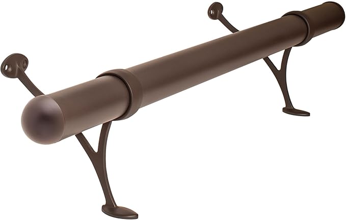 Outwater 2 Diameter x 2' Bar Foot Rail Kit – Complete Undercounter Mount Hardware and Tubing Dome End Cap Oil Rubbed Bronze Finish