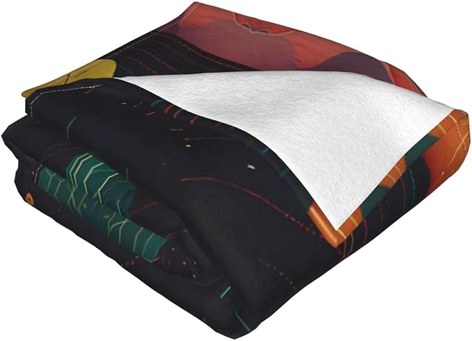 Line Pattern 80x60 Printed Soft Fleece Blanket for Sofa Bed and Camping - Cozy Blanket for Travel Picnics Nighttime Use