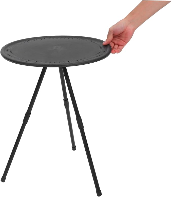 Kisangel 1pc Portable Folding Round Table Black Small Camping Table Picnic Height Outdoor