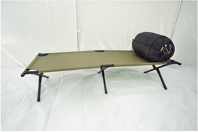 HQ ISSUE Camping Cot for Adults Heavy-Duty Comfortable Military Army Style Portable Folding Sleeping Camp Tent Bed with Carry Bag 225-lb Capacity
