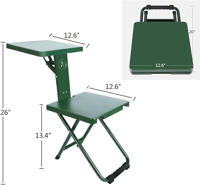 Folding Camping Chair Stool Portable Fishing Stool Multi-Functional 3 in 1 Folding Chair with Side Table for Outdoor Camping Hunting Hiking Beach Picnic