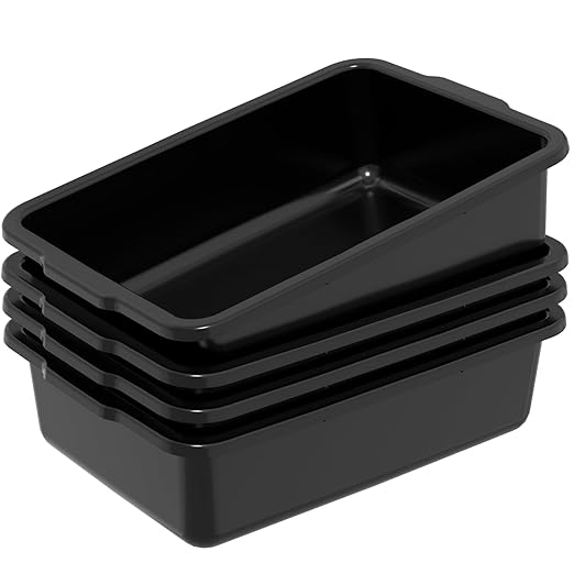 35 L Black Plastic Large Bus Box Plastic Commercial Bus Tub 4 Packs