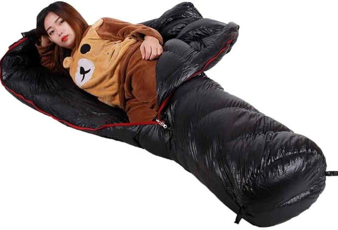Warm White Goose Down Filled Adult Sleeping Bag Fit for Winter Thermal of Thickness Camping Travel