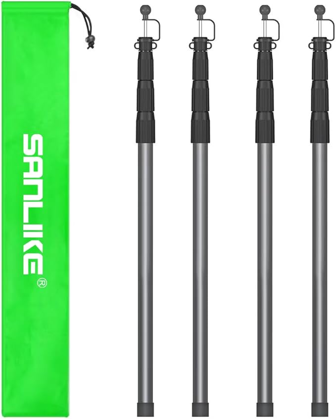 SANLIKE Tent Poles for Tarp 8.2' Telescoping Poles Set of 4 Replacement for Canopy &amp Camping Rooftop Tent Poles for Rain Fly Awning - Gray