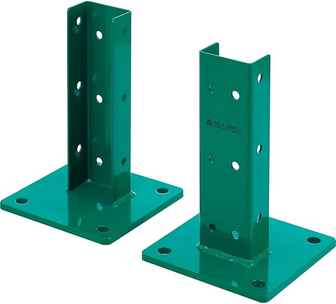 Global Industrial 413119 Pallet Rack Footplate - Green - 8 x 8 x 11.7 in. - 24 Set Nuts &amp Bolts - 2 Piece