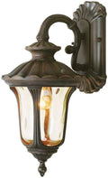 Livex Lighting 7651-58 Oxford 1 Light Imperial Bronze Cast Aluminum Wall Lantern with Light Amber Water Glass