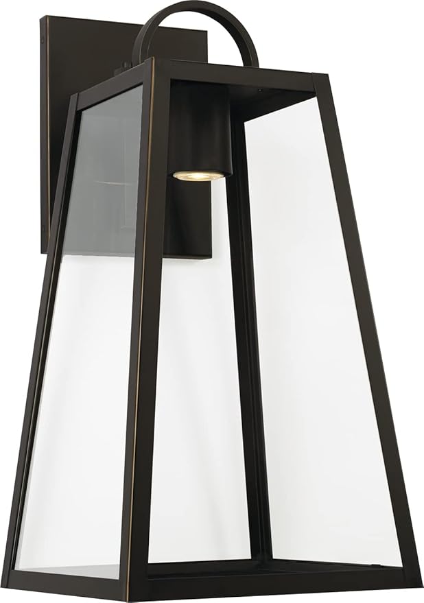 Capital Lighting 943713OZ-GL Leighton Wet Rated Minimal Emissions Design Clear Glass Outdoor LED Wall Lantern 1-Light 7 Watt 23 H x 12 W Oiled Bronze