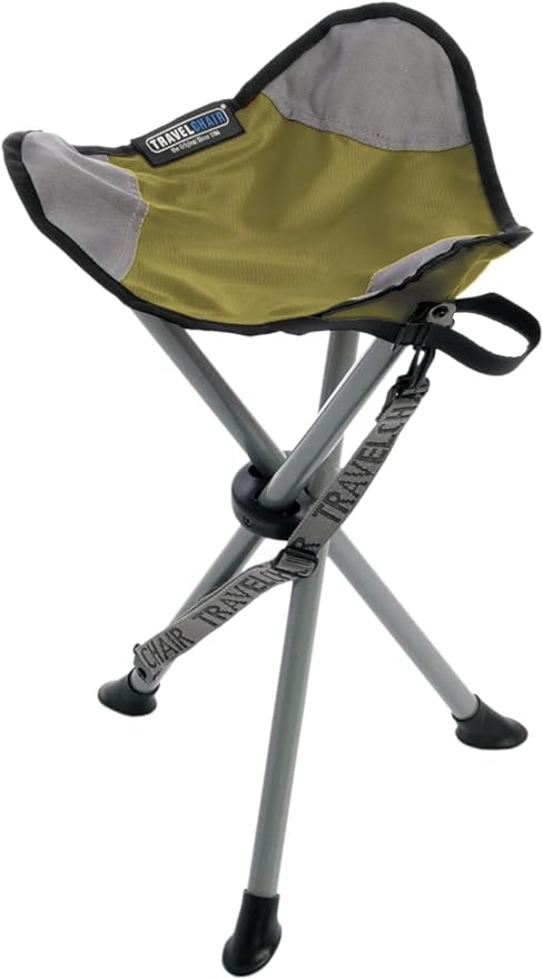 Travel Chair Slacker Tripod Chair for Camping Lightweight Chair Adjustable Carry Strap for Easy Transport | Oversized Duck Feet for Improved Stability | Perfect for Outdoor Adventures (Green)