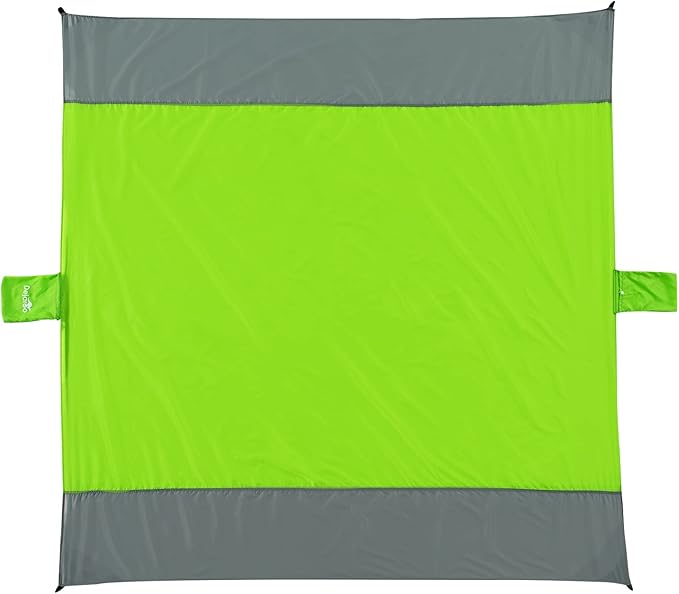 Dejaroo - Beach Blanket Nylon Sandproof Beach Mat Lightweight and Extra Large Picnic Blankets for The Beach Compact and Foldable Picnic Mat with Pouch and Pegs 90 x 108 Inches Green and Gray