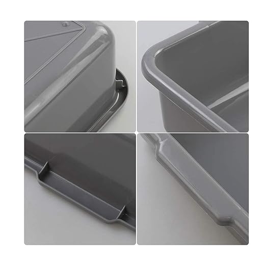 13 L Plastic Commercial Bus Tubs Grey Plastic Dishwashing Tub 4 Packs