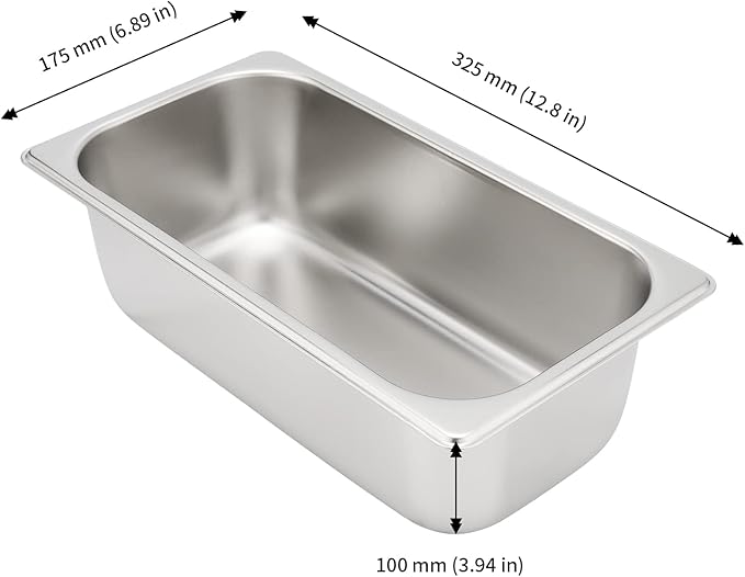 JAPCHET 6 Pack Stainless Steel Steam Pan 1/3 Size Anti-Jam Steam Table Pan Hotel Pans 1/3 Restaurant Buffet Trays for Catering 4 Inch Deep