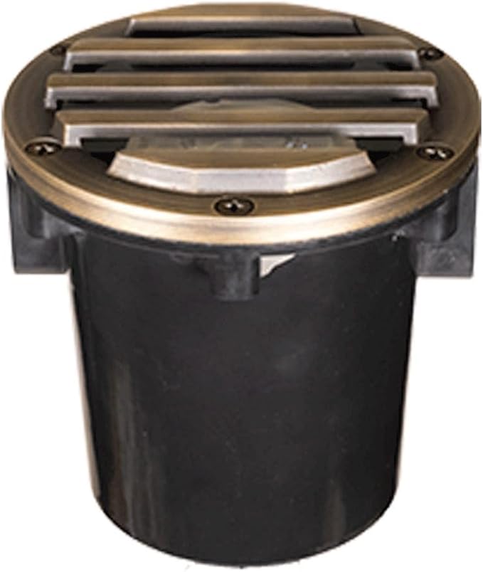 VOLT 12V 3-in-1 Waterproof IP68 Outdoor in-Grade Light with Brass Grated Top (Bronze) for Path Garden Deck Yard or Pond Low Voltage Landscape Lighting