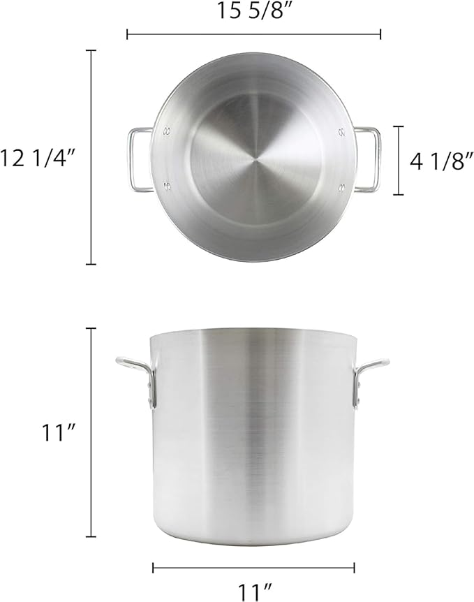 TrueCraftware- 20 qt. Aluminum Stock Pot with Riveted Handles 4mm Thickness- Multipurpose Pot Cookware Large Stockpot Stew For Cooking Simmering Soup Seafood Stock Home Kitchen Restaurant