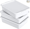 13 L Commercial Bus Pans with Lids Plastic Bus Tubs White 3 Packs