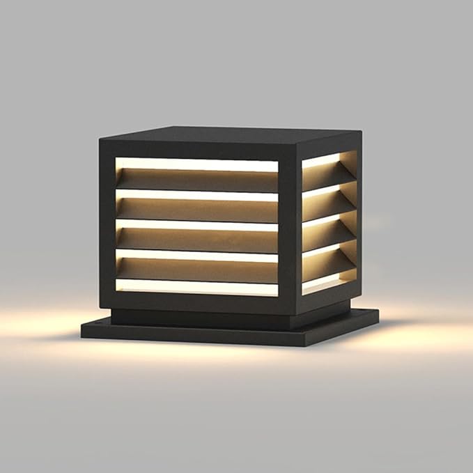 Outdoor Post Cap Lights 15.7 × 13.4 Modern Luxury Post Lantern Matte Black IP65 Waterproof Stainless Steel Exterior Column Light for GardensYardsBalconiesPassages or Entrancesetc