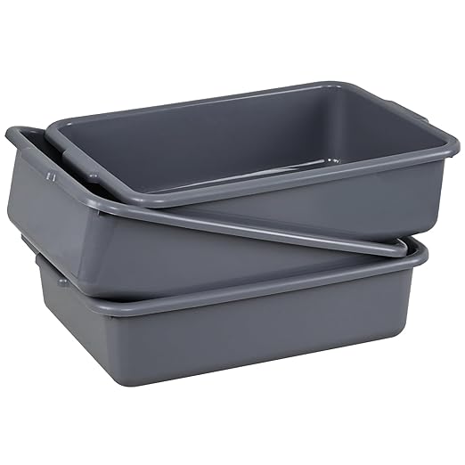 13 Liters Commercial Bus Tub Tote Boxes Plastic Dish Tub Wash Basin Set of 3