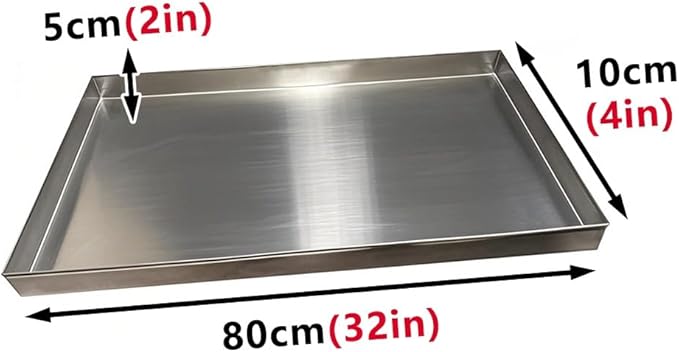 Washing Machine Pan 304 Stainless Steel Washing Machine Drain Pan Kitchen Factory Warehouse Garage Drain Tray Spill Containment Platform Pallets(80x10cm(32x4in))