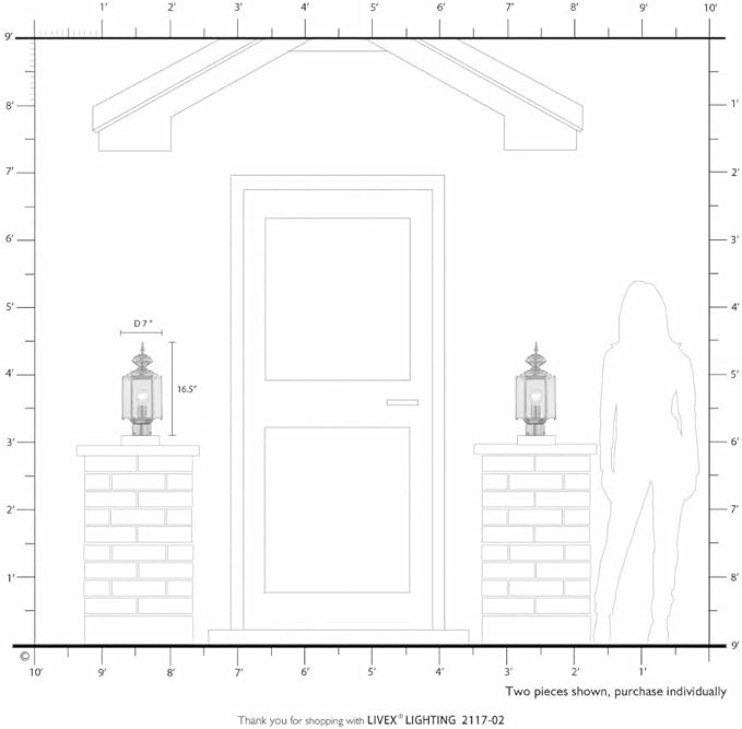 Livex Lighting Lantern 2117-02 Outdoor Post with Clear Beveled Glass Shades Polished Brass