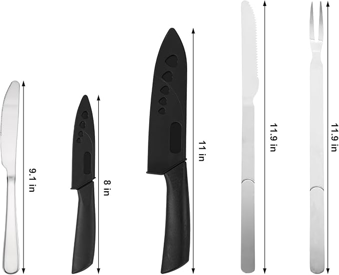 Camping Essentials Cookware Cooking Utensils Set - Portable Camp Kitchen Mess Kit Outdoor Accessories Stainless Steel &amp Silicone Camping Gear Equipment for RV Picnic Grill Black Pro