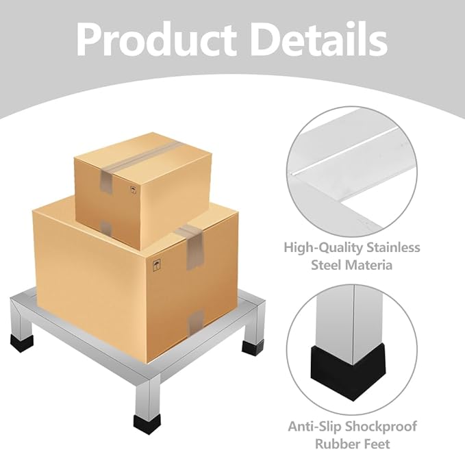 GRETJOB 3-Pack Stainless Steel Dunnage Rack 11.8 L x 11.8 W x 3.9 H 1000LB Capacity No-Assembly Kitchen Floor Racks for Commercial Food Service Restaurant Bakery Shop &amp Garage Storage
