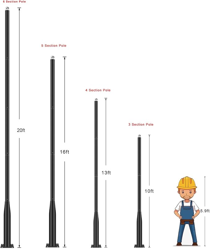 Street Light Pole 13ft Tall - Outdoor Solar Split Street Lamp Post Light Pole with Mounting Steel Anchors for Patio Street Backyard Parking Lot