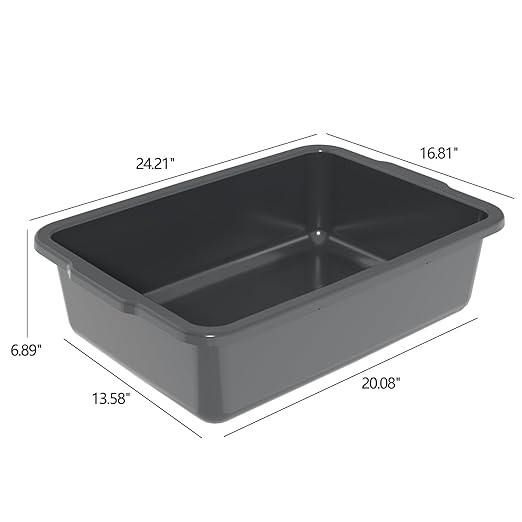 4 Pack 32L Large Commercial Bus Tubs Plastic Restaurant Utility Bus Storage Tote Box Gray