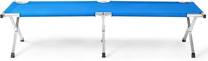 Camp Bed Portable Folding Camping Cot for AdultsIndoor Outdoor Portable Sleeping Cot for Hiking Camping with Carrying Bag Army (Blue)