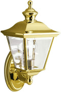 Kichler Bay Shore 1-Light Outdoor Wall Light in Polished Brass 17” Traditional Exterior Fixture 9713PB