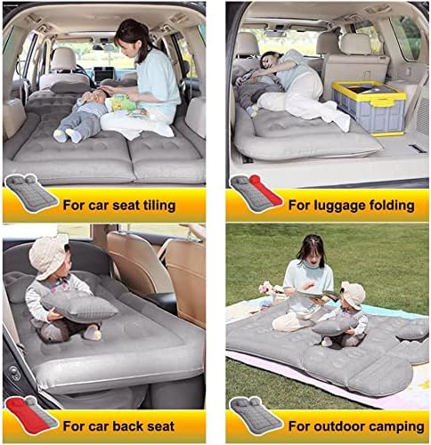 Inflatable SUV Air Mattress Thickened Flocking Inflatable Car Camping Travel Air Mattress with 2 Pillows &amp Air PumpPortable Car Sleeping Bed for SUV|MPV|Minivan