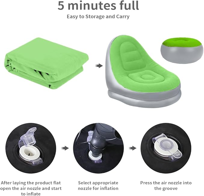 STARBRILLIANT Inflatable Deck Chair with Air Pump Lounger Sofa for Indoor Living Room Bedroom Outdoor Travel Camping Picnic Beach Chaise Lounges…