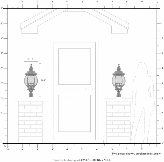 Livex Lighting 7703-14 Outdoor Post Top Lantern Black 11.5 x 11.5 x 26.5