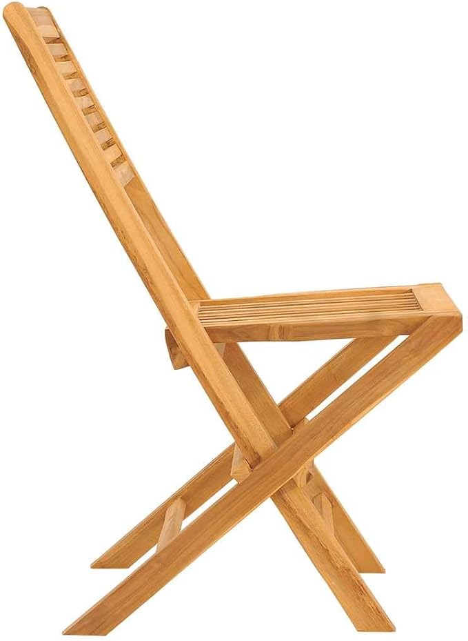 Solid Teak Folding Garden Chairs Set of 2 24.4x18.5x35.4 in Foldable Outdoor Chairs Oiled Brown Wood Portable Patio Seating for Balcony Terrace and Poolside