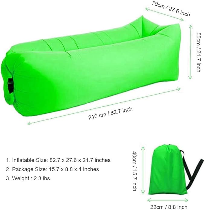 CCDXD Air Sofa Inflatable Lounger Inflatable Couch for Travelling Outdoor Camping Hiking Beach Parties Picnic Backyard Lakeside air Hammock Inflatable Lounger for Adults (Green)