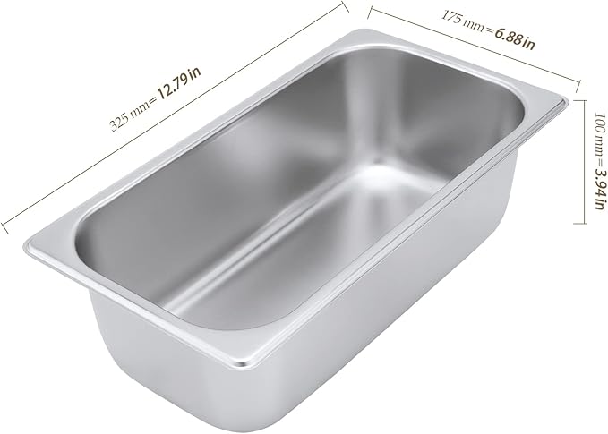 6 Pack Stainless Steel Steam Hotel Pan 1/3 Size 4 Inch Deep Anti-Jam Steam Table Pan for Restaurant Family Events Personal Catering Use 12.8 x 6.88 x 4 Inch