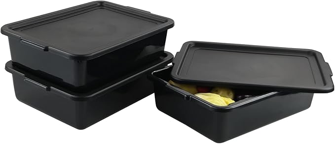 Xyskin Storage Utility Bus Tote with Lid Restaurant Commercial Bus Box 3 Packs
