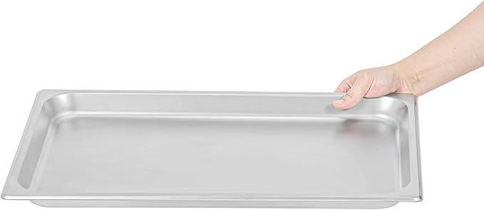 Restaurantware-Kitchen Tek Full Size Steam Table Pans 12 Anti-Jam Steam Pans - Lids Sold Separately 1.2” Deep 24 Gauge Stainless Steel Hotel Pan Freezable For Catering Events And Parties