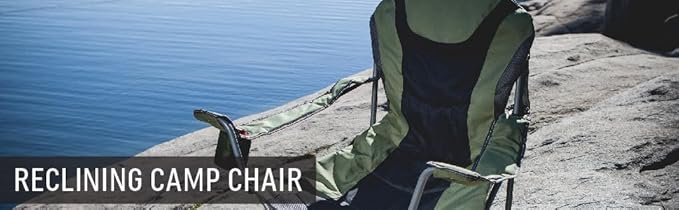 PICNIC TIME NHL Minnesota Wild Reclining Camp Chair Beach Chair for Adults Sports Chair with Carry Bag (Black with Gray Accents)