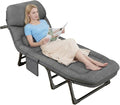Folding Chaise Lounge Chair Heavy Duty 6 Position Adjustable Portable Camping Cot with Removable Mattress and Pillow for Patio Beach Indoor Outdoor Use(78in)
