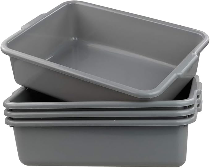Cand Grey Commercial Bus Tubs 13 L Plastic Bus Box / Wash Basin 4 Packs