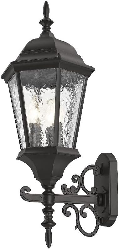 Livex Lighting 7561-14 Outdoor Wall Lantern with Clear Beveled Glass Shades 23.5 x 9.5 Black