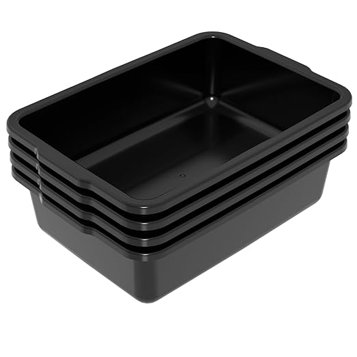 4-Pack 23 L Plastic Commercial Bus Box Restaurant Dish Bin Utility Bus Tubs Black