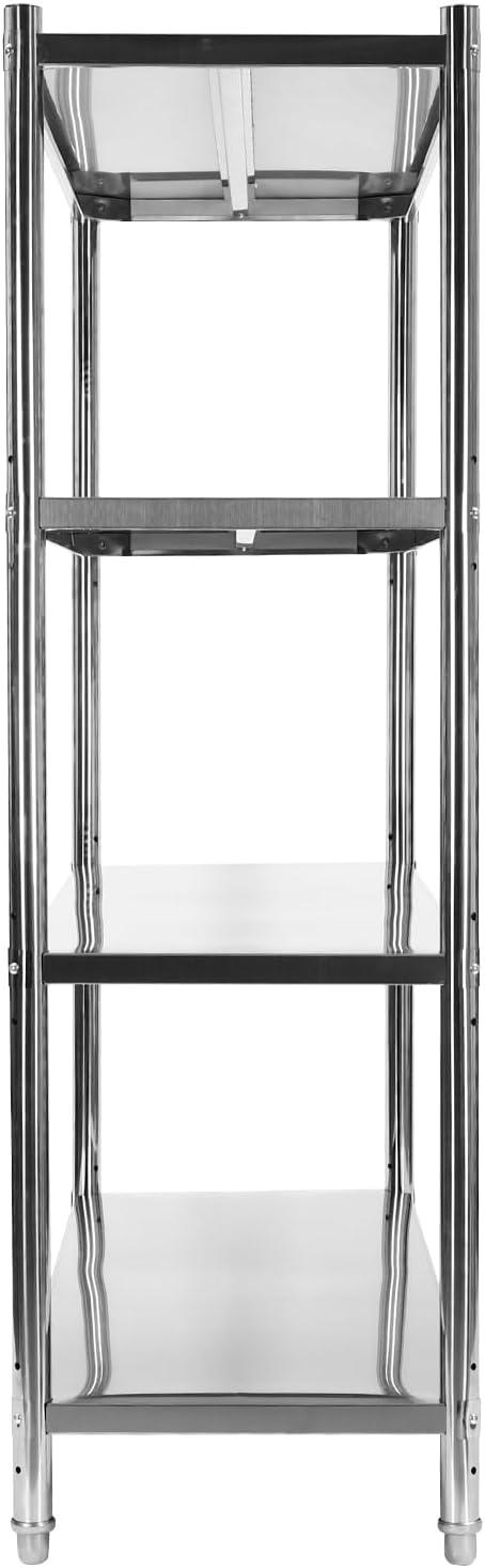 Stainless Steel Shelving 4 Tier Utility Bakers Racks Adjustable Shelf Storage Heavy Duty Shelving for Kitchen Commercial Office Garage Storage Laundry Room Organization (4-Tier 58*17.5* 58in)