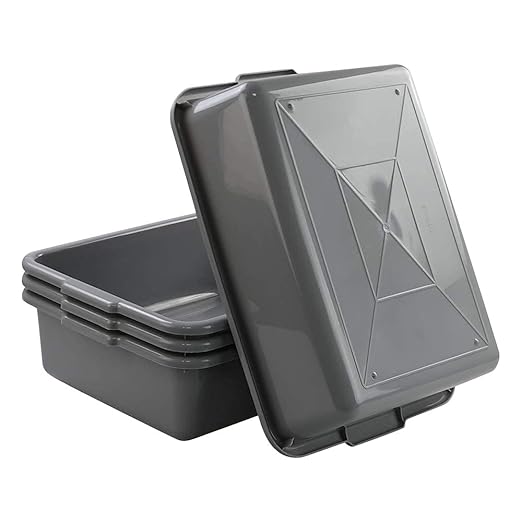 13 L Plastic Commercial Bus Tubs Grey Plastic Dishwashing Tub 4 Packs
