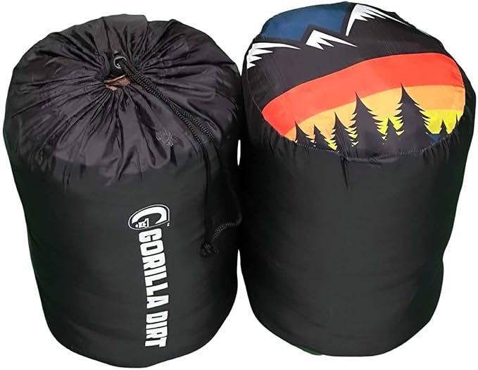 Gorilla Dirt Color Stripe Mountains Puffy Adventure Camp Blanket | Weather Resistant Compressible | Use Outdoors and Indoors | Adventure Ready
