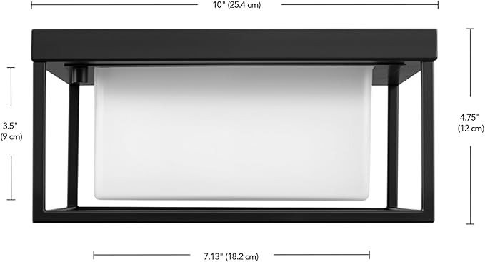GLOBE Electric 60000164 1-Light Outdoor Flush Mount Matte Black Frosted Glass