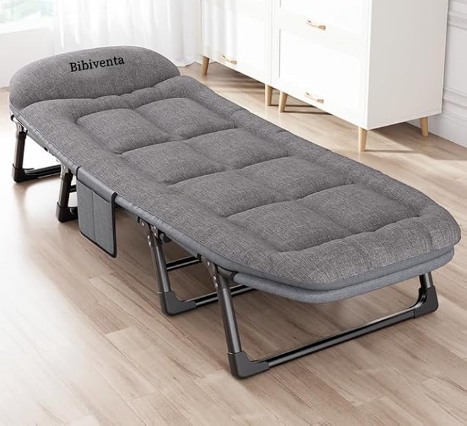 Portable Camping Bed Extra Wide Cot with Cushion and Pillow 300LBS Max Load Suitable for Outdoor Camping