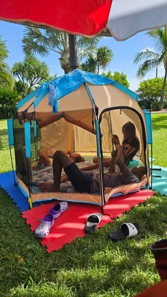 Beach Pop Up Tent &amp Sun Shelter - 5 Sec Setup | Adjustable Sunshade Nano Water/Mosquito Proof UPF 50+ | for Camping Picnic Sports Concert Set w/Storage