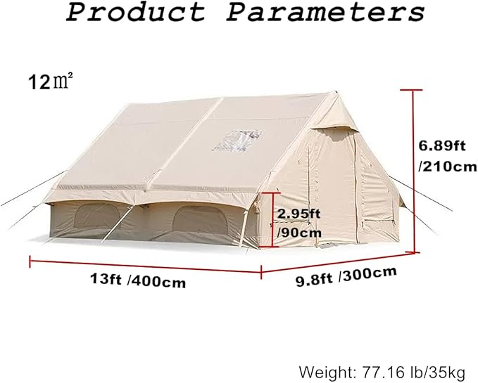 UNIISTRENGH Inflatable Camping Tent Air Glamping Quick Set Up Waterproof Pop Up Tents with Stove Jack Hole and Carry Bag