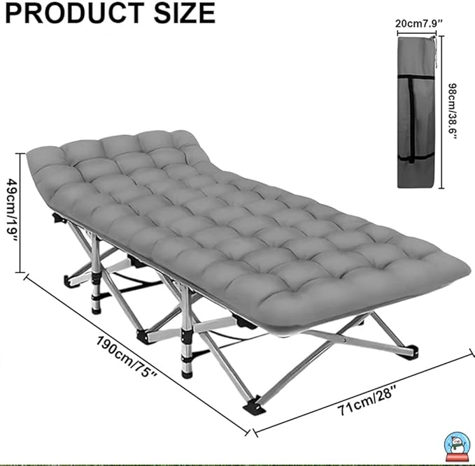 Camping Bed with Mattress Maximum Load Capacity 560-760 pounds can be Used as Travel Equipment Office Lunch Break Beach Vacation and Family Leisure (75in-660lbs)