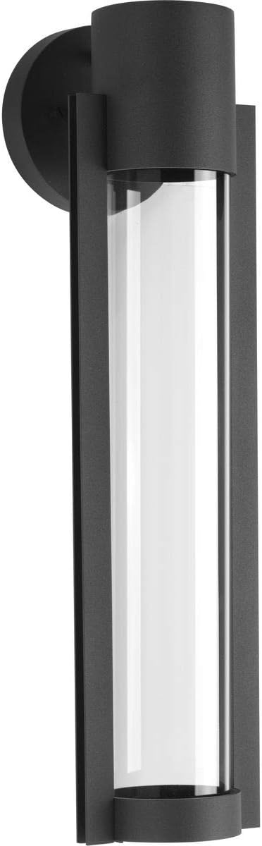 Progress Lighting Z-1030 LED Collection 1-Light Clear Glass Modern Outdoor Medium Wall Lantern Light Textured Black 20.00x5.13x5.13